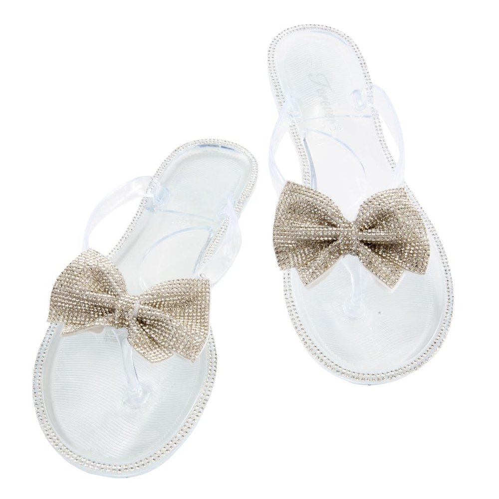 Clear Rhinestone Flip Flop Sandals
